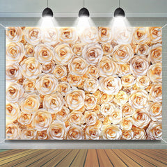 Lofaris Dense Blooming Champagne Color Rose Floral Backdrop