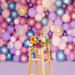 Lofaris Dense Colorful Balloon Birthday Cake Smash Backdrop