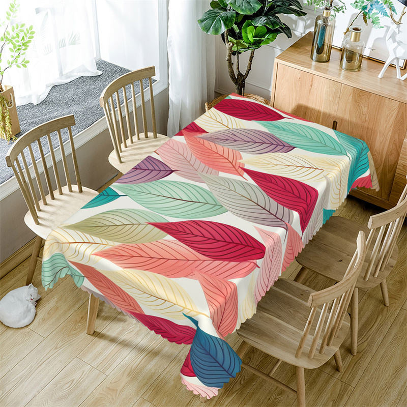 Lofaris Dense Colorful Leaves Prints Rectangle Tablecloth