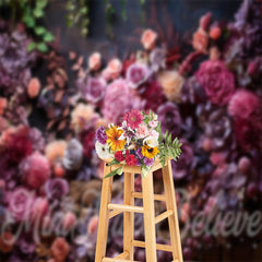 Lofaris Dense Dark Purple Roses Floral Backdrop For Photo