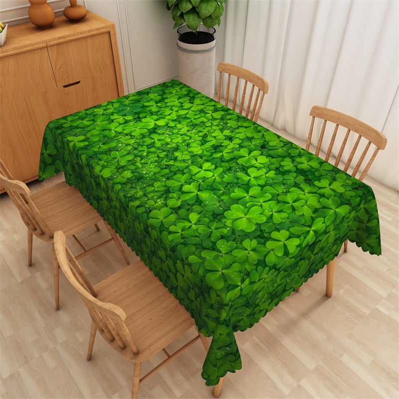 Lofaris Dense Fresh Green Clover Spring Rectangle Tablecloth