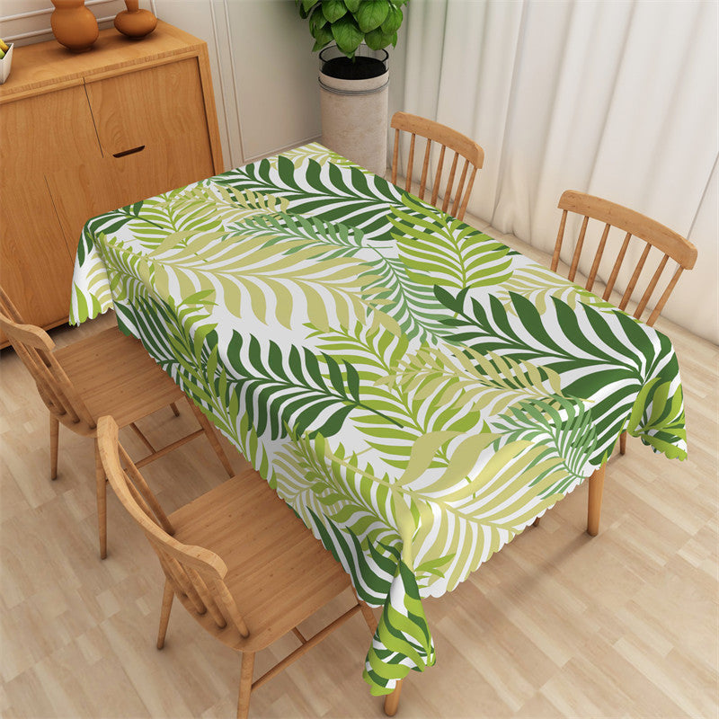 Lofaris Dense Green Leaf Pattern Spring Rectangle Tablecloth