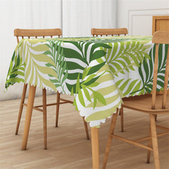 Lofaris Dense Green Leaf Pattern Spring Rectangle Tablecloth