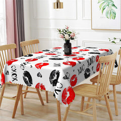 Lofaris Dense Lip Print Valentines Day Rectangle Tablecloth