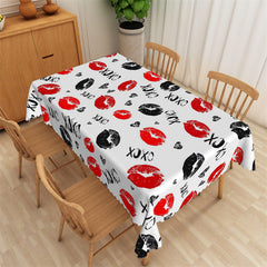 Lofaris Dense Lip Print Valentines Day Rectangle Tablecloth