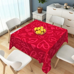 Lofaris Dense Love Heart Shaped Lines Red Square Tablecloth