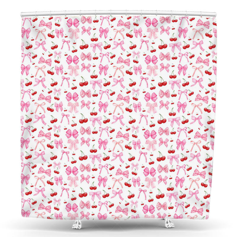 Lofaris Dense Pink Bow Tie Cherry Birthday Shower Curtain