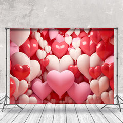 Lofaris Dense Red Pink Heart Balloon Valentines Day Backdrop