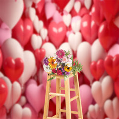 Lofaris Dense Red Pink Heart Balloon Valentines Day Backdrop