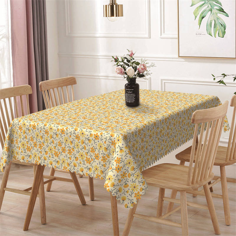 Lofaris Dense Yellow Floral Pattrens Rectangle Tablecloth