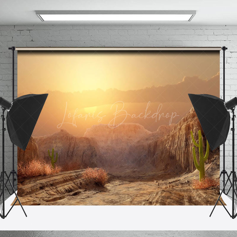 Lofaris Desert Canyon Sunset Foggy Natural Scenery Backdrop