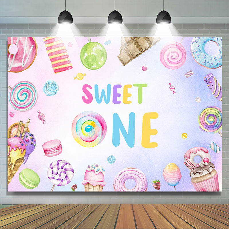 Lofaris Dessert Ice Cream Girl Sweet One Birthday Backdrop