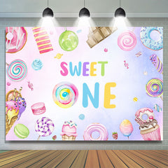 Lofaris Dessert Ice Cream Girl Sweet One Birthday Backdrop