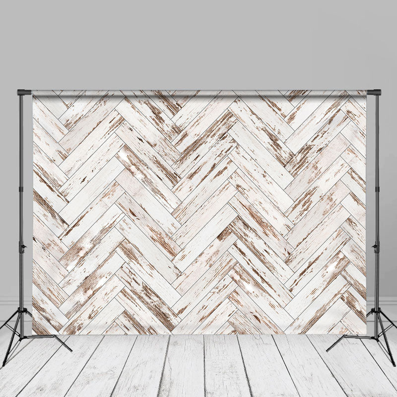 Lofaris Diagonal Stripes Retro White Wood Portrait Backdrop