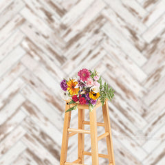 Lofaris Diagonal Stripes Retro White Wood Portrait Backdrop