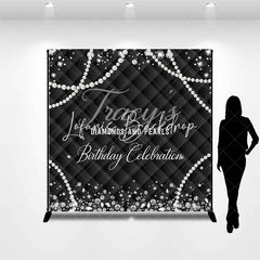 Lofaris Diamond And Pearls Black Vintage Custom Birthday Backdrop