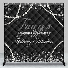 Lofaris Diamond And Pearls Black Vintage Custom Birthday Backdrop