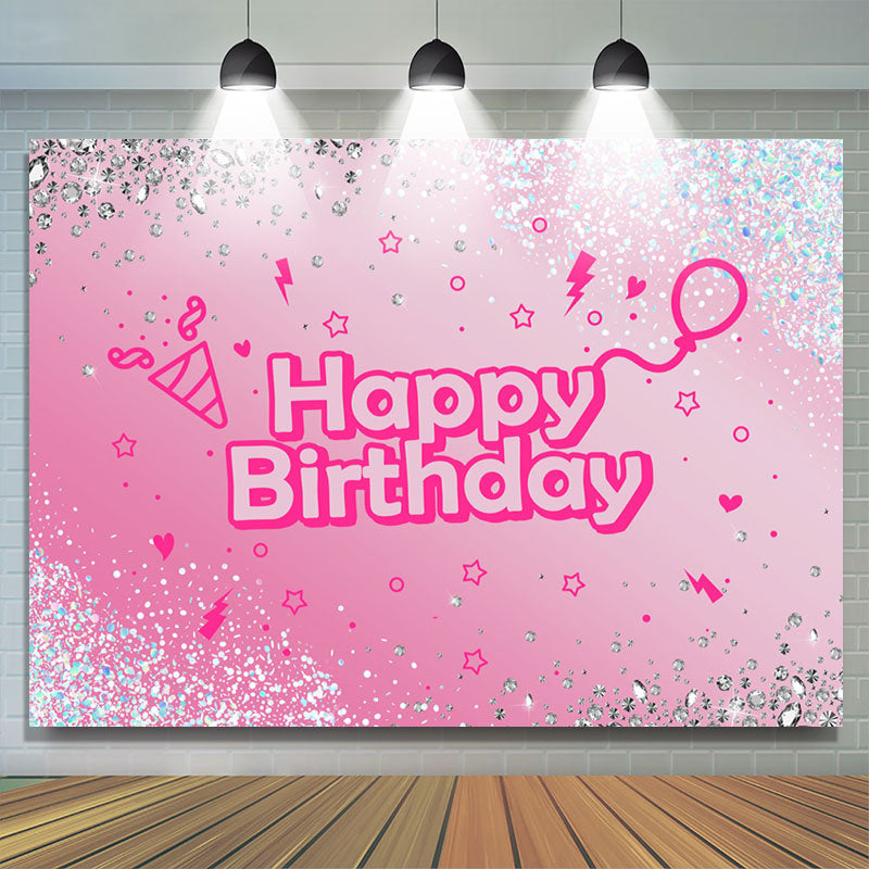 Lofaris Diamond Blue Sequin Pink Glitter Birthday Backdrop