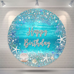 Lofaris Diamond Blue Undersea Happy Birthday Round Backdrop