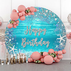 Lofaris Diamond Blue Undersea Happy Birthday Round Backdrop