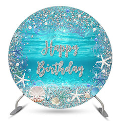 Lofaris Diamond Blue Undersea Happy Birthday Round Backdrop