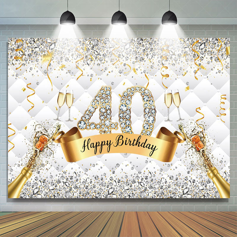 Lofaris Diamond Champagne Glitter 40th Birthday Backdrop