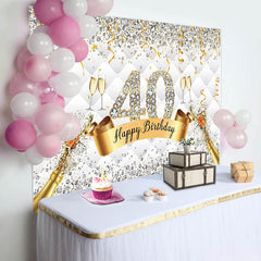 Lofaris Diamond Champagne Glitter 40th Birthday Backdrop