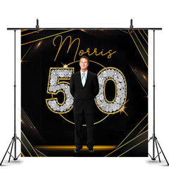 Lofaris Diamond Move 50 Black Gold Custom Birthday Backdrop