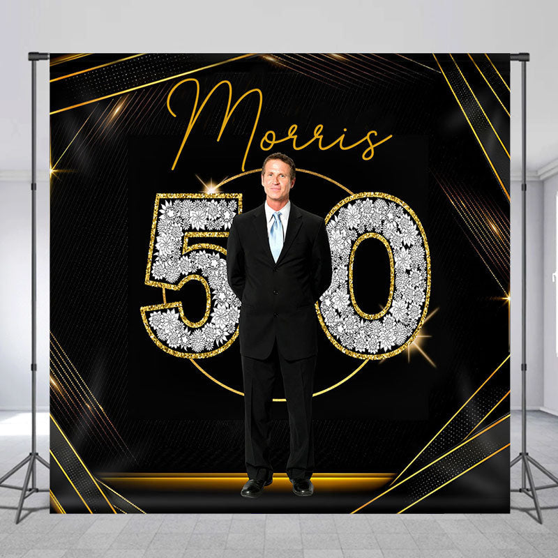 Lofaris Diamond Move 50 Black Gold Custom Birthday Backdrop