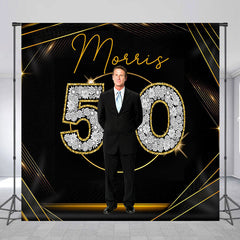 Lofaris Diamond Move 50 Black Gold Custom Birthday Backdrop