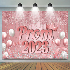 Lofaris Diamond Pink Balloons Crown Prom 2023 Grad Backdrop