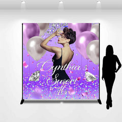 Lofaris Diamond Purple Balloon Custom 16th Birthday Backdrop