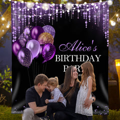 Lofaris Diamond Strings Purple Bokeh Custom Birthday Backdrop