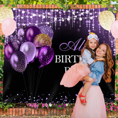 Lofaris Diamond Strings Purple Bokeh Custom Birthday Backdrop