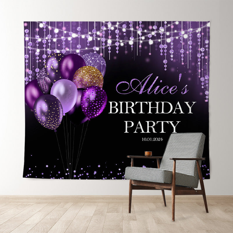 Lofaris Diamond Strings Purple Bokeh Custom Birthday Backdrop