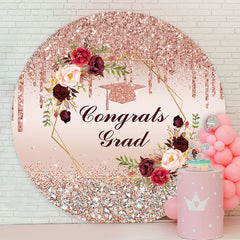 Lofaris Diamonds Rose Gold Glitter Floral Circle Grad Backdrop