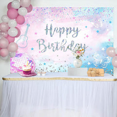 Lofaris Diamonds Sparkle Pink Blue Happy Birthday Backdrop