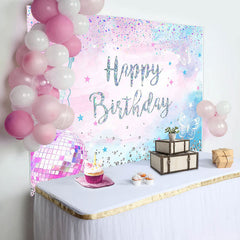 Lofaris Diamonds Sparkle Pink Blue Happy Birthday Backdrop