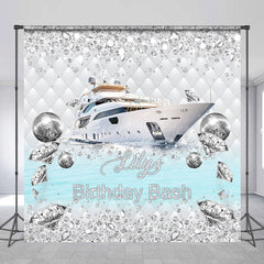 Lofaris Diamonds Sparkle Ship Custom Name Birthday Backdrop