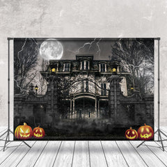 Lofaris Dilapidated Building Night Zombie Halloween Backdrop