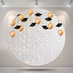 Lofaris Dim Light White Brick Wall Round Backdrop For Grad