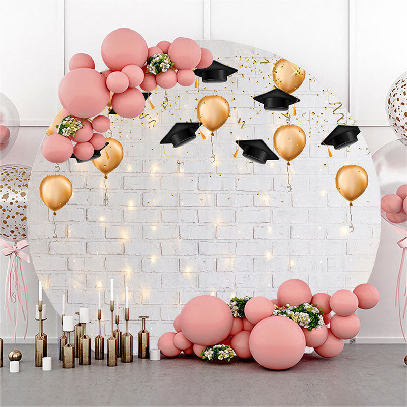 Lofaris Dim Light White Brick Wall Round Backdrop For Grad