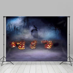 Lofaris Dim Mist Pumpkin Forest Tombstone Halloween Backdrop