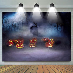 Lofaris Dim Mist Pumpkin Forest Tombstone Halloween Backdrop