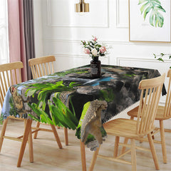 Lofaris Dinosaur Natural River Scenery Rectangle Tablecloth