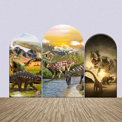 Lofaris Dinosaurs Wild Mountains Lake Arch Backdrop Kit