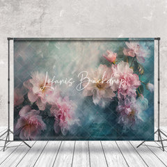 Lofaris Dirty Blue Abstract Pink Flower Fine Art Backdrop