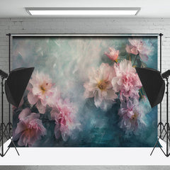 Lofaris Dirty Blue Abstract Pink Flower Fine Art Backdrop