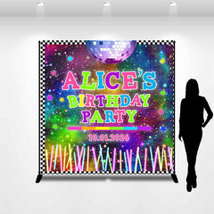 Lofaris Disco Ball Glow Sticks Custom Birthday Backdrop