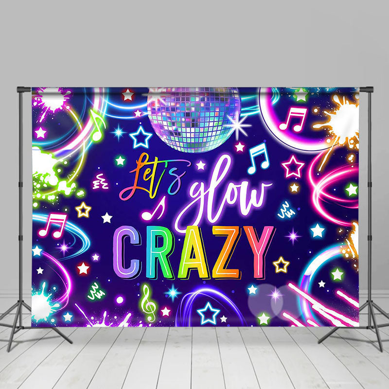 Lofaris Disco Lets Glow Crazy Neon Light Dance Party Backdrop